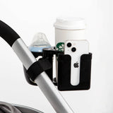 2-in-1 Stroller Cup Holder – Hands-Free Drink & Phone Holder for Easy Walks with Baby