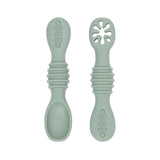 2PCS Cute Baby Learning Spoons Utensils Set Food Grade Silicone Sticky Spoon Children Cutlery Training Spoon Feeding Tableware