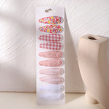 10Pcs/Lot Newborn Print Cotton Alloy Hair Bow Snap Clips Set Fabric Plaid Hairpins Girls Kids Headwear Baby Hair Accessories