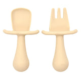 2PCS Cute Baby Learning Spoons Utensils Set Food Grade Silicone Sticky Spoon Children Cutlery Training Spoon Feeding Tableware
