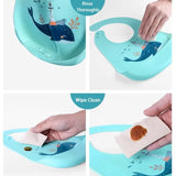 Waterproof Silicone Baby Bibs – Adjustable & Cute Printed Design for Girls & Boys, Soft Leak-Proof Feeding Bibs, BPA-Free & Dis