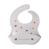 Waterproof Bibs For Kids Feeding Baby Eating Stuff Soft Silicone Babeast Cartoon Printed Adjustable Baby Tasting Feeding Bibs