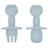2PCS Cute Baby Learning Spoons Utensils Set Food Grade Silicone Sticky Spoon Children Cutlery Training Spoon Feeding Tableware