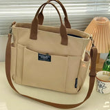 Canvas Ladies Bag Simple Student Large Capacity Horizontal Commuter Shoulder Slanting Portable Handbag