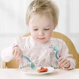 Baby Fork and Spoon Set Bendable Toddler Utensils Soft Silicone Handle Training Tableware Self Feeding Tools for Infants Kids BP