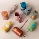 Baby Feeding Drinkware Straw Cup Baby Cartoon Learning Feeding Cup Food Grade Silicone Toddler Water Bottle Tableware BPA Free