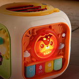 6 In 1 Activity Cube For Babies And Toddlers With Music And Light - Montessori Shape Sorter Learning Toy 1-3 Car Seat Travel Toy