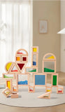 Wooden Rainbow Block Set | STEM Building Toy for Toddlers & Kids