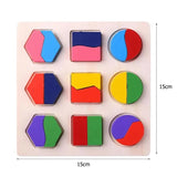 Wooden Geometric Shapes Montessori Puzzle Sorting Math Bricks Preschool Learning Educational Game Baby Toddler Toys for Children