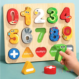 Wooden Alphabet Puzzle Matching Board, Letters Numbers Shape Sorter Montessori Educational Toy for Toddlers 1-3 Years Gift