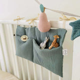 Baby Crib Organizer Cot Caddy Bed Storage Bag 2 Pockets Bedside Hanging Diaper Nursery Toys Bag Diapers Stroller Organize