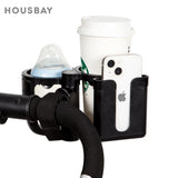 2-in-1 Stroller Cup Holder – Hands-Free Drink & Phone Holder for Easy Walks with Baby