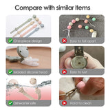 Silicone Pacifier Clips, BPA Free One-Piece Design Pacifier Holder for Baby Boy and Girl 3 Month+, Baby Accessories