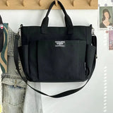 Canvas Ladies Bag Simple Student Large Capacity Horizontal Commuter Shoulder Slanting Portable Handbag