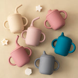1PCS Two Lids Baby Silicone Straw Cup BPA Free Portable Storage Snack Container Feeding Cup Kids Learning Drink Cup Baby Stuff