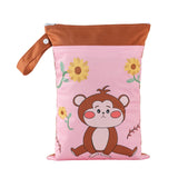 Babyshow 1PC Washable Wet Dry Bag Wetbag for Baby Diapers Nappies Waterproof Reusable Diaper Bag with Two Zippers 25cmx35cm