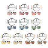 5PCS Stainless Steel Dishes Plate Baby Feeding Set With Detachable Silicone Sucker Bowl BPA Free Infant Fork Spoon Cup Gifts