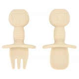 2PCS Cute Baby Learning Spoons Utensils Set Food Grade Silicone Sticky Spoon Children Cutlery Training Spoon Feeding Tableware