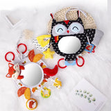 Baby Car Mirror Back Seat Rear View Mirror Cartoon Animal Plush Toys For Baby Rear Facing 6 12 Months Infant Travel Sensory Toys