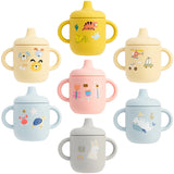 1PCS Cartoon Silicone Baby Feeding Cup BPA Free Leak Proof Training Cup With Handle Travel Friendly Dishwasher Safe Baby Stuff