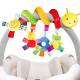Baby Hanging Car Seat Toys Plush Activity Hanging Stroller Toys with BB Squeaker and Rattles For Newborn Travel Activity Toy