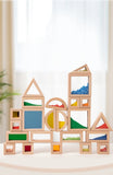 Wooden Rainbow Block Set | STEM Building Toy for Toddlers & Kids