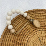 Beech Wood Chew Silicone Bead Pacifier Clips Dummy Chain Holder Newborn Soother Chains Nipple Holder Baby Teething Toys Gifts