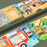 Children's Early Education Educational Interactive Busy Book, Reusable Traffic Theme Quiet Book, Vehicle Enlightenment Cognitive Shape Color Matching Puzzle Game, DIY Toy to Cultivate Hands-On Ability, Holiday Gift Suitable f