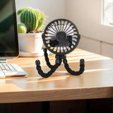 Mini Octopus Fan Baby Stroller Fan Hand Held USB Charging Bladeless Small Folding Fans Mini Silent Table Outdoor Cooler