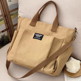 Canvas Ladies Bag Simple Student Large Capacity Horizontal Commuter Shoulder Slanting Portable Handbag