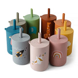 Baby Feeding Drinkware Straw Cup Baby Cartoon Learning Feeding Cup Food Grade Silicone Toddler Water Bottle Tableware BPA Free