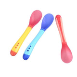 3pcs/set Safety Temperature Sensing Baby Silicon Spoon Kids Children Flatware Feeding Spoon