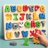 Wooden Alphabet Puzzle Matching Board, Letters Numbers Shape Sorter Montessori Educational Toy for Toddlers 1-3 Years Gift