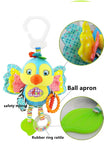 Plush Animal Wind Chime Teether Soft Hanging Crinkle Squeaky Sensory Learning Toy for Stroller Car Seat Crib Travel for Babies