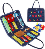Montessori Busy Board for Toddlers | Foldable Sensory Activity Travel Toy