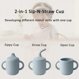1PCS Two Lids Baby Silicone Straw Cup BPA Free Portable Storage Snack Container Feeding Cup Kids Learning Drink Cup Baby Stuff