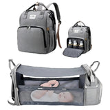 3 In 1 Diaper Bag Backpack Foldable Baby Bed Waterproof Travel Bag with USB Charge Diaper Bag Backpack with Changing Bed 3 types