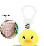 Plush Animal Wind Chime Teether Soft Hanging Crinkle Squeaky Sensory Learning Toy for Stroller Car Seat Crib Travel for Babies