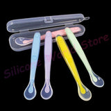 Silicone World Baby Silicone Spoon Children Complementary Food Soft Spoon Training Spoon Feeding Tableware With Storage Box