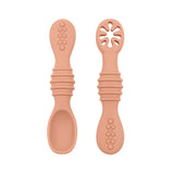 2PCS Cute Baby Learning Spoons Utensils Set Food Grade Silicone Sticky Spoon Children Cutlery Training Spoon Feeding Tableware