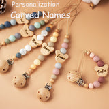 Custom Name Wooden Personalized Baby Pacifier Chain Silicone Bead Dummy Nipple Holder Guard Teether Pendant Newborn Gift Stuff