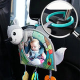 Baby Car Mirror Back Seat Rear View Mirror Cartoon Animal Plush Toys For Baby Rear Facing 6 12 Months Infant Travel Sensory Toys