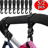 2/5pcs Stroller Hooks Hook Buckle Stroller Hanger Organizer Buckles Clip Aluminum Alloy Carabiner Cart Diaper Bag Shopping Pram