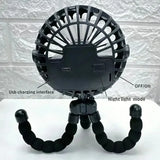 Mini Octopus Fan Baby Stroller Fan Hand Held USB Charging Bladeless Small Folding Fans Mini Silent Table Outdoor Cooler