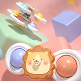 3 in 1 Suction Cups Spinning Top Toy For Baby Game Infant Teether Relief Stress Educational Rotating Rattle Bath Toys For Kids