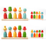 Children Montessori Educational Toys Wooden Stacker Emotion Dolls Color Cognize Puppet Matching Fine Motor Skill Training Game