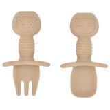 2PCS Cute Baby Learning Spoons Utensils Set Food Grade Silicone Sticky Spoon Children Cutlery Training Spoon Feeding Tableware