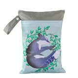 Babyshow 1PC Washable Wet Dry Bag Wetbag for Baby Diapers Nappies Waterproof Reusable Diaper Bag with Two Zippers 25cmx35cm