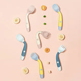 Baby Fork and Spoon Set Bendable Toddler Utensils Soft Silicone Handle Training Tableware Self Feeding Tools for Infants Kids BP