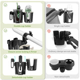 Stroller Cup Holder With Phone Holder Bike Cup Holder Universal Cup Holder For Baby Strollers 3-in-1 Cup Phone Holder For Bike